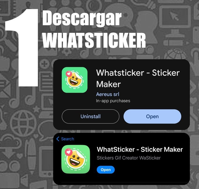 Paso visual para encontrar los stickers de Deformitos