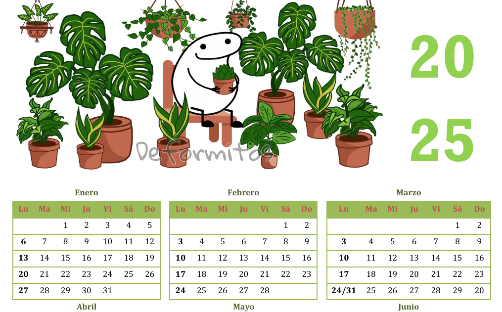 Portada del calendario gratis Deformitos 2025