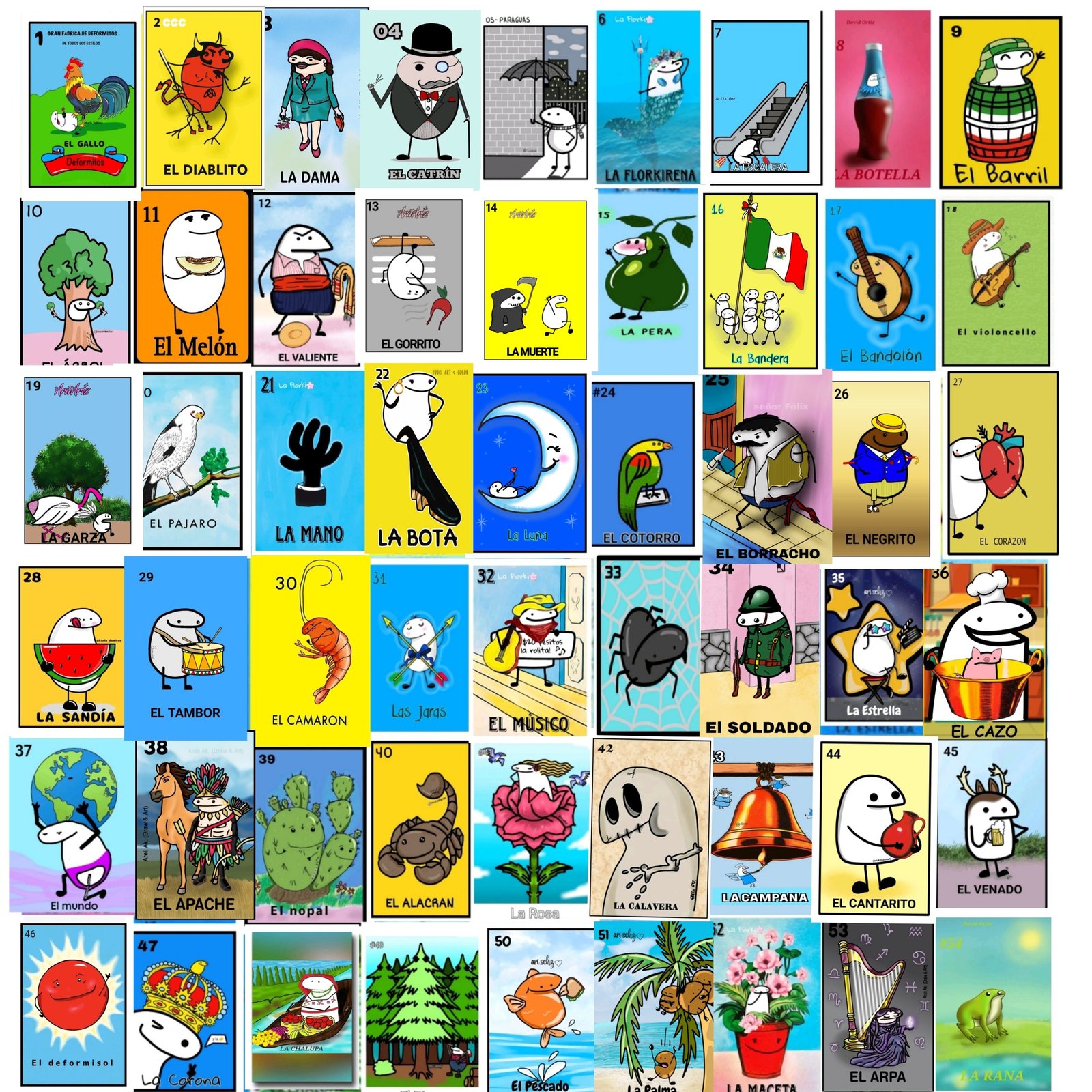 Vista previa de cartas de Deformilotería